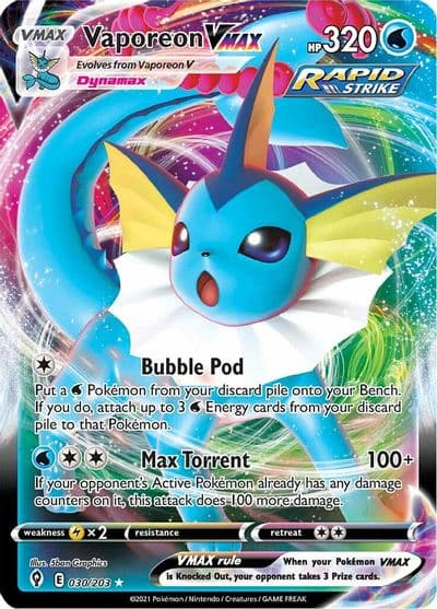 Vaporeon VMAX SWSH07: Evolving Skies Pokemon card