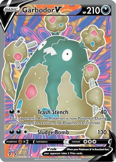 Garbodor V (Full Art) SWSH07: Evolving Skies Pokemon card