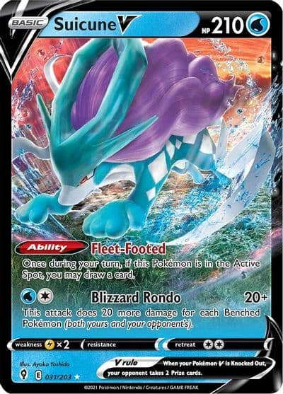 Suicune V SWSH07: Evolving Skies Pokemon card