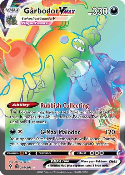 Garbodor VMAX (Secret) SWSH07: Evolving Skies Pokemon card