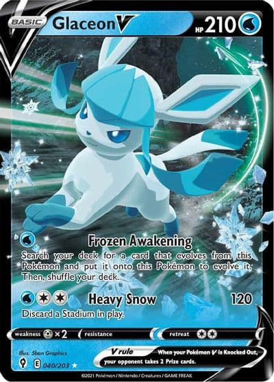 Glaceon V SWSH07: Evolving Skies Pokemon card