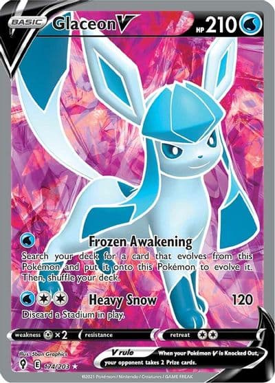 Glaceon V (Full Art) SWSH07: Evolving Skies Pokemon card