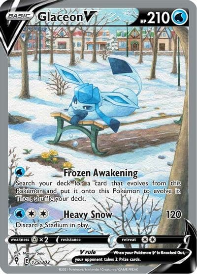 Glaceon V (Alternate Full Art) SWSH07: Evolving Skies Pokemon card