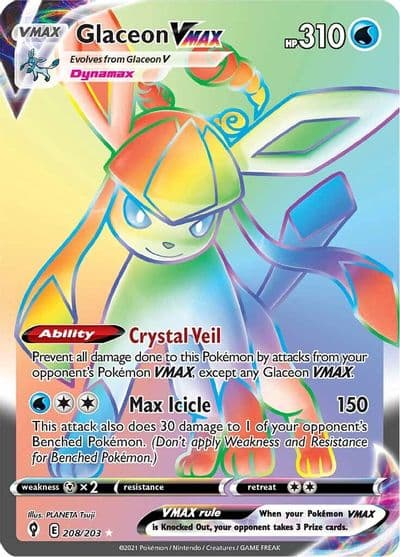 Glaceon VMAX (Secret) SWSH07: Evolving Skies Pokemon card