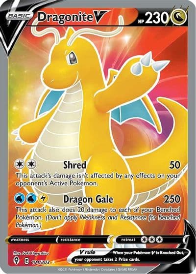 Dragonite V (Full Art) SWSH07: Evolving Skies Pokemon card