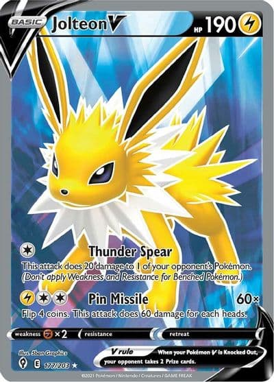Jolteon V (Full Art) SWSH07: Evolving Skies Pokemon card