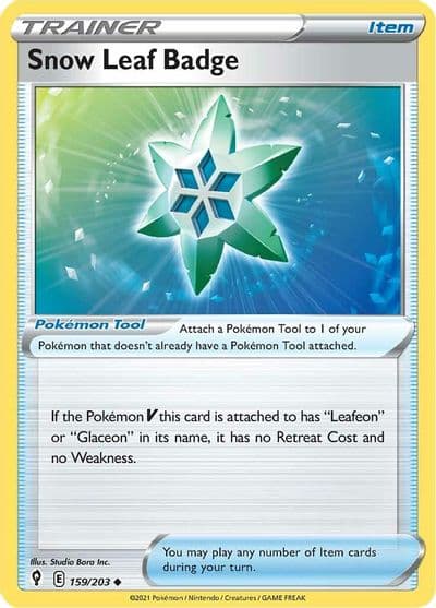 Snow Leaf Badge SWSH07: Evolving Skies Pokemon card