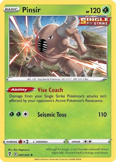 Pinsir SWSH07: Evolving Skies Pokemon card