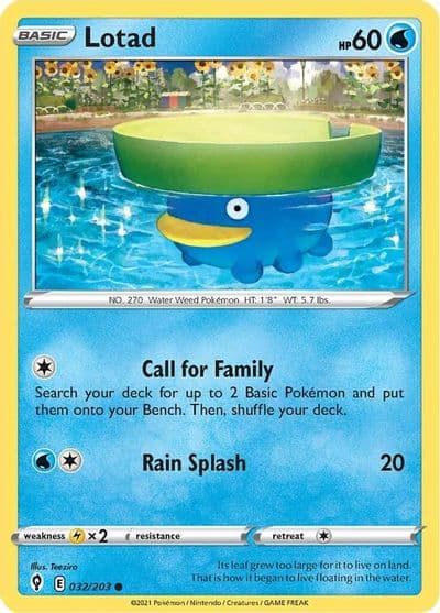 Lotad SWSH07: Evolving Skies Pokemon card