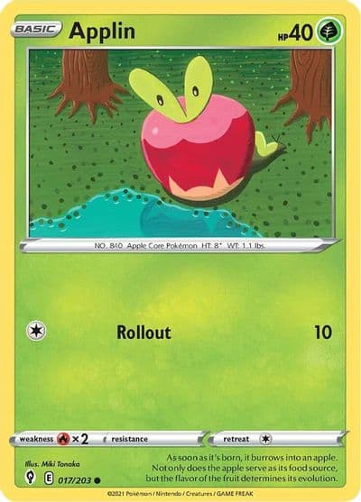 Applin SWSH07: Evolving Skies Pokemon card