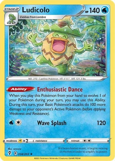 Ludicolo SWSH07: Evolving Skies Pokemon card