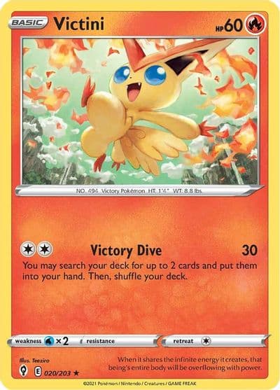 Victini SWSH07: Evolving Skies Pokemon card