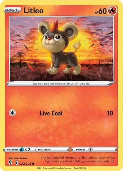 Litleo SWSH07: Evolving Skies Pokemon card
