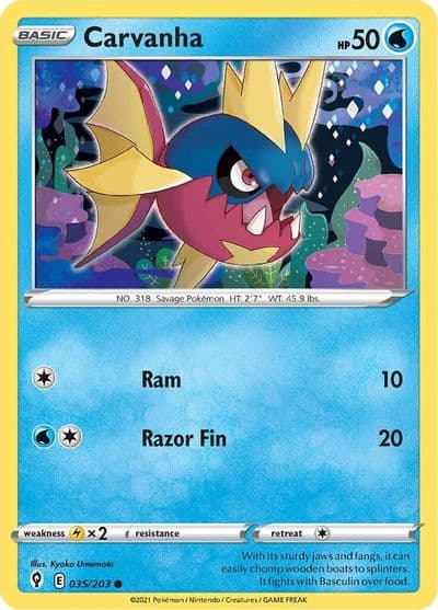 Carvanha SWSH07: Evolving Skies Pokemon card