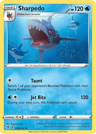 Sharpedo SWSH07: Evolving Skies Pokemon card