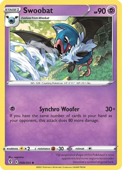 Swoobat SWSH07: Evolving Skies Pokemon card