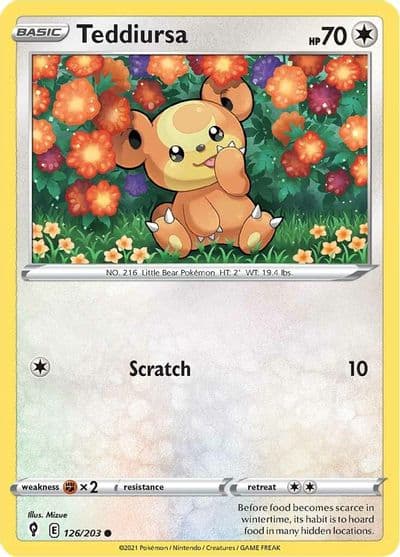 Teddiursa SWSH07: Evolving Skies Pokemon card