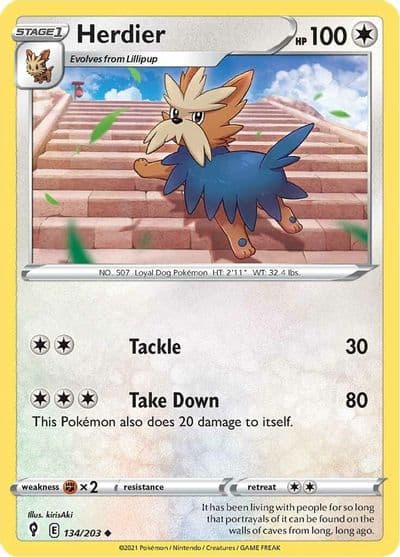 Herdier SWSH07: Evolving Skies Pokemon card