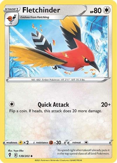 Fletchinder SWSH07: Evolving Skies Pokemon card
