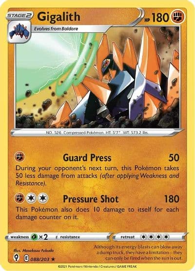 Gigalith SWSH07: Evolving Skies Pokemon card