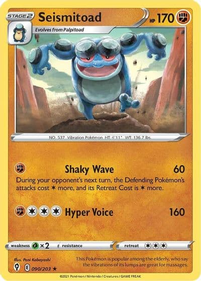 Seismitoad SWSH07: Evolving Skies Pokemon card