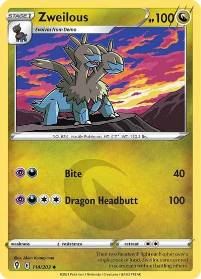 Zweilous SWSH07: Evolving Skies Pokemon card