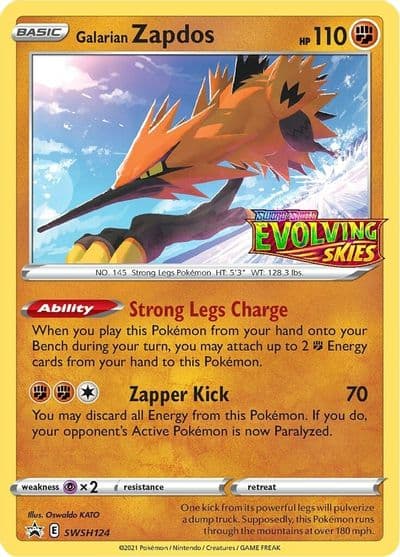 Galarian Zapdos - SWSH124 (Prerelease) SWSH: Sword & Shield Promo Cards Pokemon card