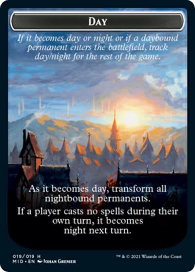 Day Night Double Sided Token Innistrad: Midnight Hunt Magic card