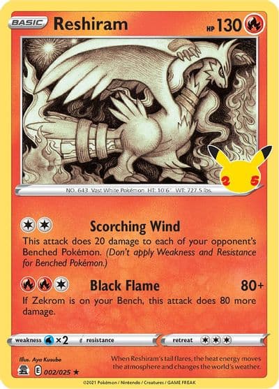 Reshiram Celebrations Pokemon card