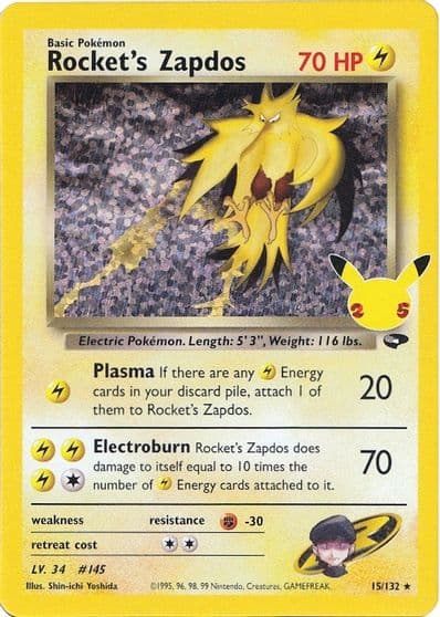 Rocket's Zapdos Celebrations: Classic Collection Pokemon card