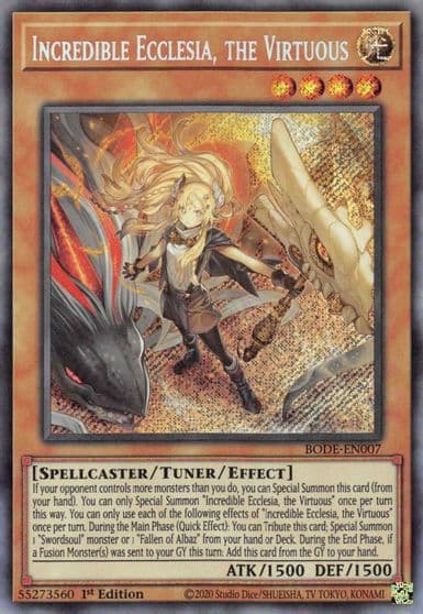 Incredible Ecclesia the Virtuous Burst of Destiny Yu-Gi-Oh! card