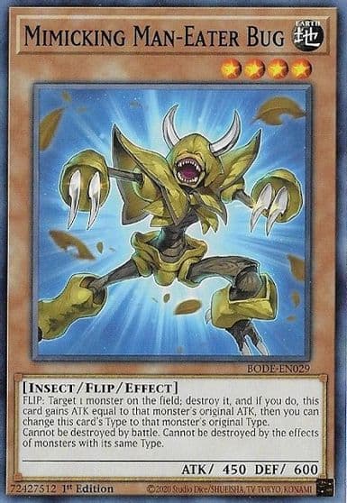 Mimicking Man Eater Bug Burst of Destiny Yu-Gi-Oh! card