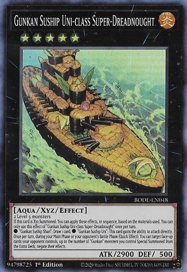 Gunkan Suship Uni class Super Dreadnought Burst of Destiny Yu-Gi-Oh! card