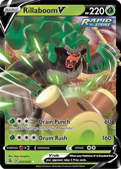 Rillaboom V SWSH08: Fusion Strike Pokemon card