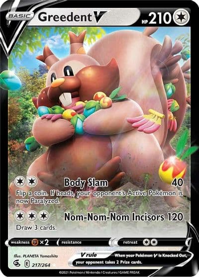 Greedent V SWSH08: Fusion Strike Pokemon card