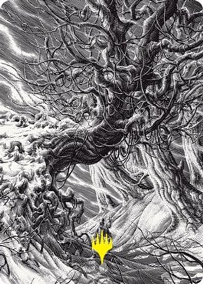Forest Art Card Gold Stamped Art Series: Innistrad: Crimson Vow Magic card