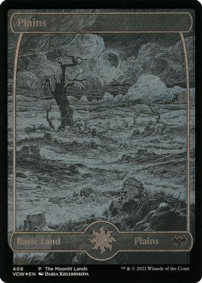 Plains Moonlit Land Foil Etched WPN & Gateway Promos Magic card