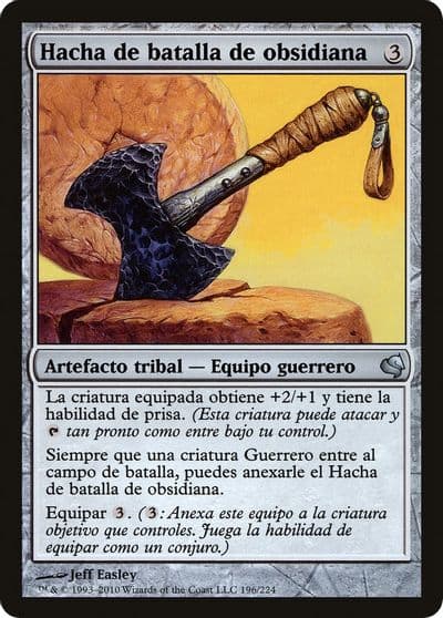 Obsidian Battle Axe Spanish Hacha de batalla de obsidiana Magic Encyclopedia 2011 (Salvat) Magic card