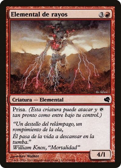 Lightning Elemental Spanish Elemental de rayos Magic Encyclopedia 2011 (Salvat) Magic card