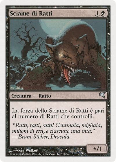 Swarm of Rats Italian Sciame di rats A27 Magic Encyclopedia 2005 (Salvat/Hachette) Magic card