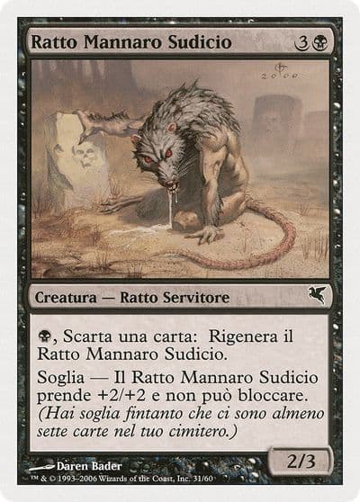 Dirty Wererat Italian Ratto Mannaro Sudicio A31 Magic Encyclopedia 2005 (Salvat/Hachette) Magic card