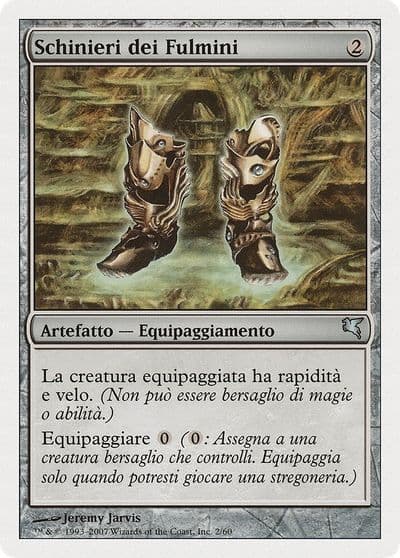 Lightning Greaves Italian Schinieri dei Fulmini Magic Encyclopedia 2005 (Salvat/Hachette) Magic card