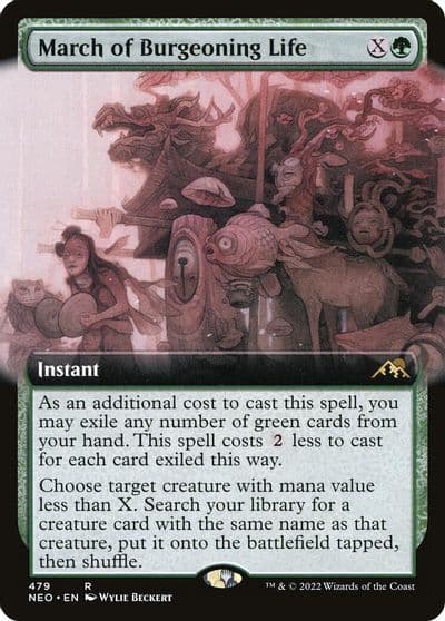March of Burgeoning Life Extended Art Kamigawa: Neon Dynasty Magic card