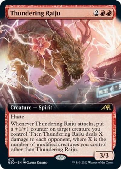 Thundering Raiju Extended Art Kamigawa: Neon Dynasty Magic card