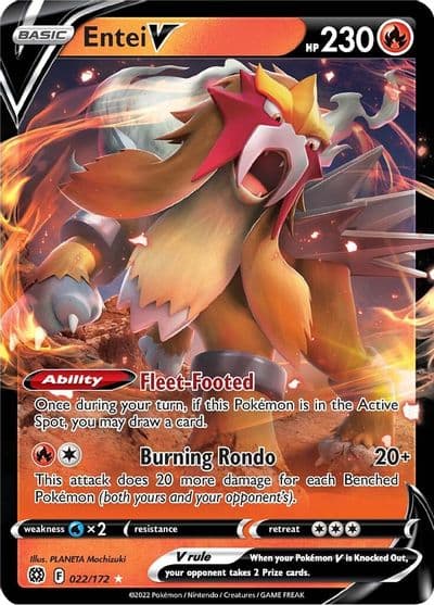 Entei V SWSH09: Brilliant Stars Pokemon card