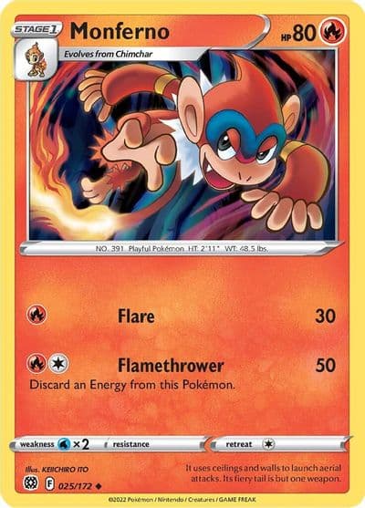 Monferno SWSH09: Brilliant Stars Pokemon card