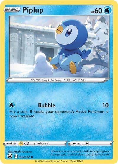 Piplup SWSH09: Brilliant Stars Pokemon card