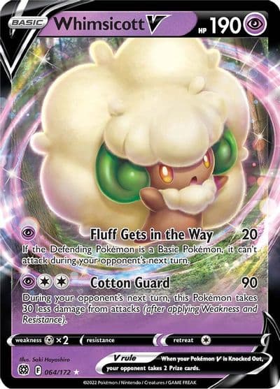 Whimsicott V SWSH09: Brilliant Stars Pokemon card