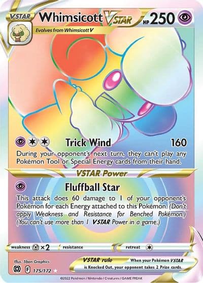 Whimsicott VSTAR (Secret) SWSH09: Brilliant Stars Pokemon card