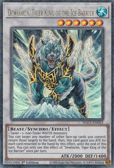 Dewloren Tiger King of the Ice Barrier Duel Terminal Hidden Arsenal: Chapter 1 Yu-Gi-Oh! card